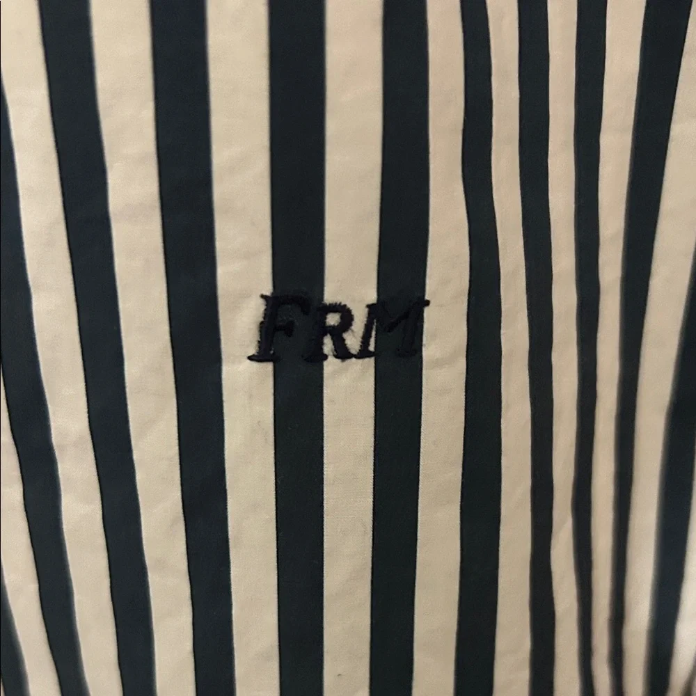 FRAME sheila Navy and White Striped organic cotton blouse. S/P - Picture 4 of 8